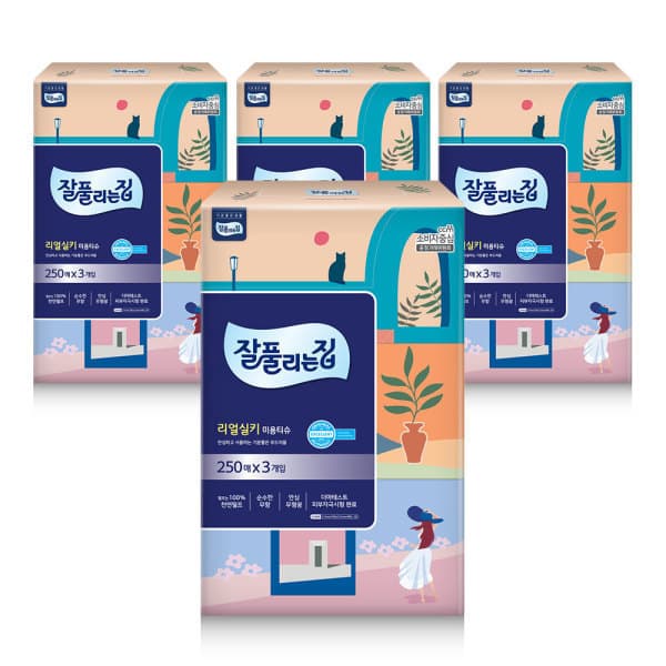 미래생활 잘풀리는집 미래생활 잘풀리는집 미용티슈 250매 3입 4팩