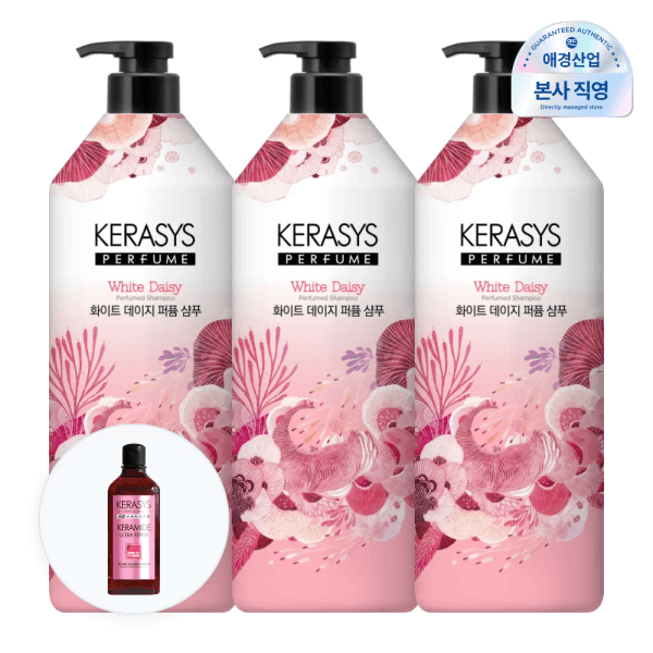 애경본사직영몰 케라시스 퍼퓸 화이트 데이지 샴푸/린스 1L x 3개 + 극손상 울트라 샴푸 180ml