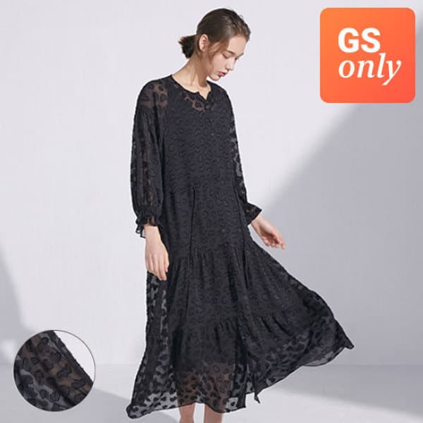 GS_SHOP 태그미 GS 자카드 쉬폰 원피스 블랙 슬립