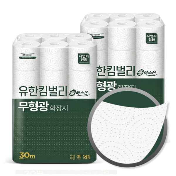 유한킴벌리이커머스 플러스온 무형광 두루마리 화장지 3겹 30m 30롤 2팩 - 최저가 26,900원