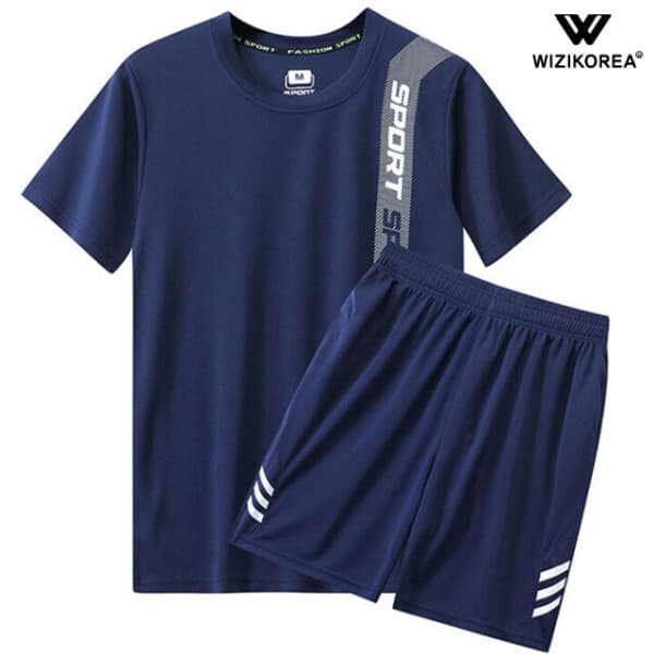 위즈아이 남성 스포츠 반팔 트레이닝 세트 런닝슈트 여름 상하세트 WI110SET - 최저가 15,800원