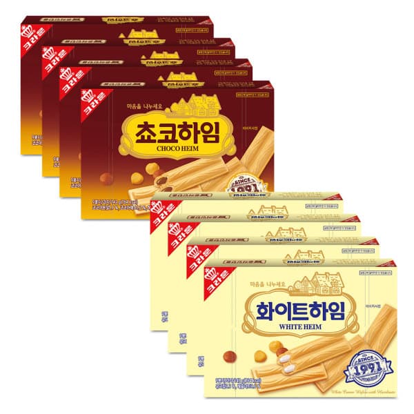 크라운제과-스타배송 초코하임 142g 4팩+화이트하임 142g 4팩