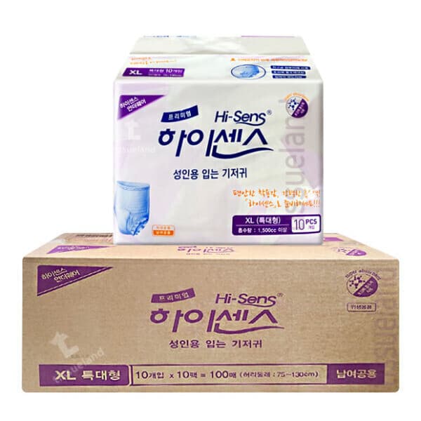 (주)티슈랜드 하이센스 입는 언더웨어 팬티 기저귀 특대형 10매 x10개