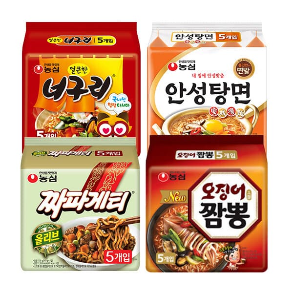 농심-스타배송 안성탕면 5입 + 너구리 5입 + 짜파게티 5입 + 오징어짬뽕 5입