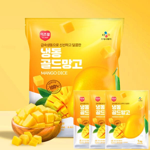 씨제이프레시웨이 CJ 이츠웰 한입 냉동 골드망고 다이스 1kgx3개