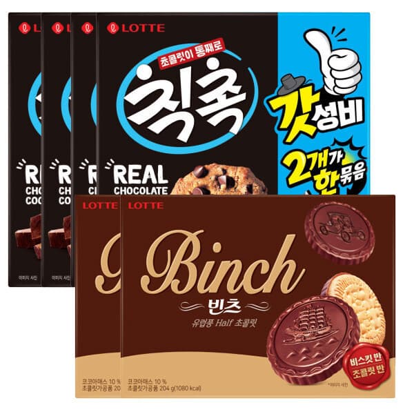 롯데제과-스타배송 빈츠 204g x 2곽 + 칙촉 168g x 4곽