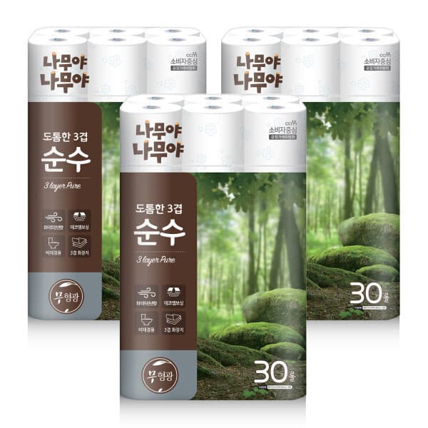 미래생활 잘풀리는집 미래생활 나무야나무야 도톰한3겹 순수 화장지 27m x 30롤 x 3팩