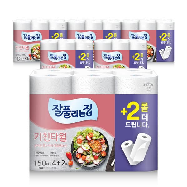 미래생활 잘풀리는집 미래생활 잘풀리는집 키친타월 150매 x 4+2롤 x 6팩 - 최저가 25,900원
