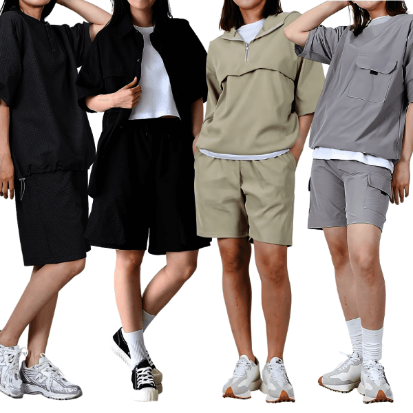 벤티브 여성 트레이닝복세트 M~4XL 시어서커/나일론 아노락 맨투맨 후드 반팔 반바지 와이드 - 최저가 27,900원