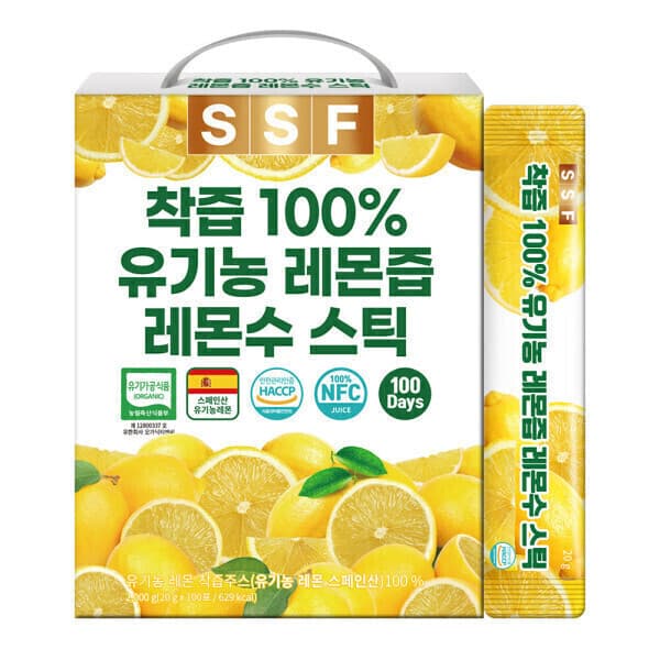 싸다좋다순수식품 NFC착즙 100% 유기농 레몬즙 1박스(100포) 레몬원액 스틱