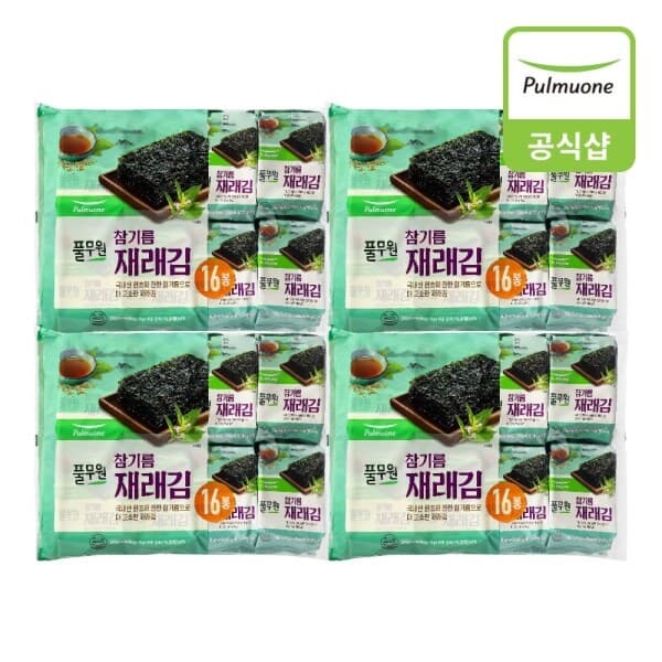 신세계라이브쇼핑 풀무원 참기름 재래김 도시락 16봉 64g 4개