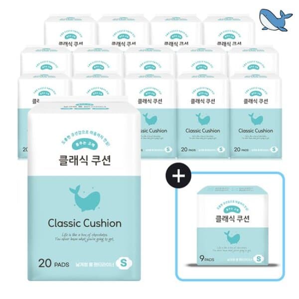 GS_SHOP 춤추는고래 날개형 롱 팬티라이너 20P X 15팩 + 롱M 9매