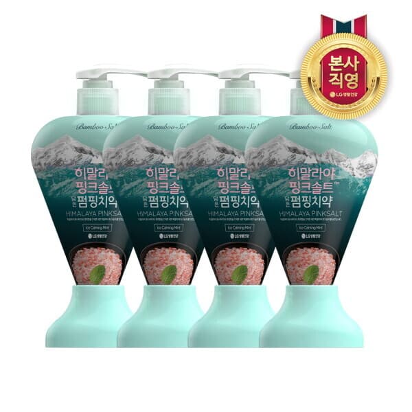 롯데 아이몰 엘지생활건강 히말라야핑크솔트 펌핑치약 아이스민트 285g x 4개