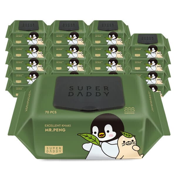 하이베러슈퍼대디 물티슈 82평량 20팩 슈퍼대디 미스터펭 카키 70매 저자극