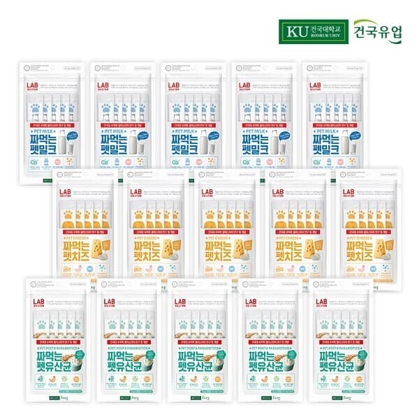 W쇼핑TV홈쇼핑 건국유업 짜먹는 펫 간식3종 (치즈/밀크/유산균) - 최저가 45,900원