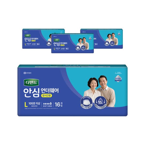 [아이원] 디펜드 안심 언더웨어 장시간용 대형 남녀공용 16PX4팩