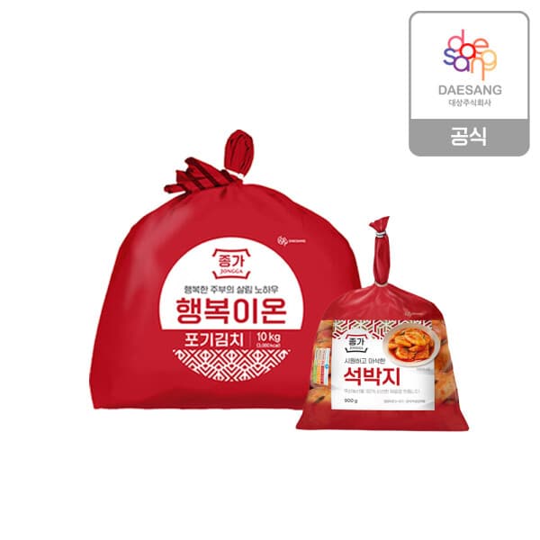종가공식스토어 행복이온 포기김치 10kg + 무섞박지 900g