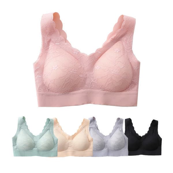 프리수. 노와이어 심리스 레이스 브라탑 헤이즐 M~XXL