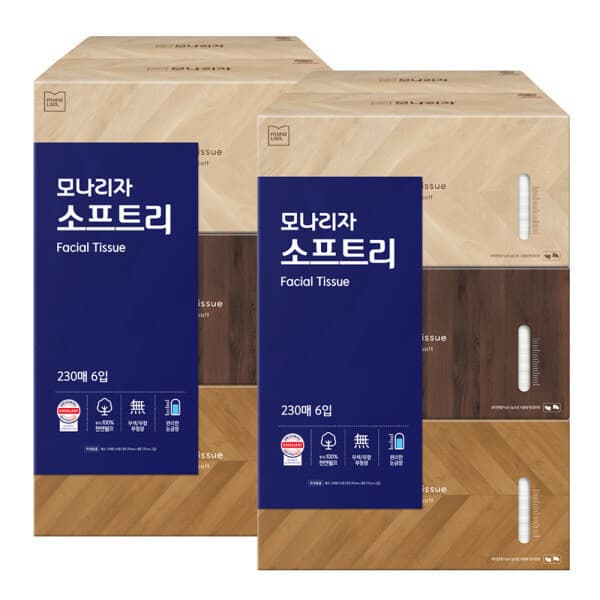 (주)모나리자 모나리자 소프트리 미용티슈 230매 6입 2개