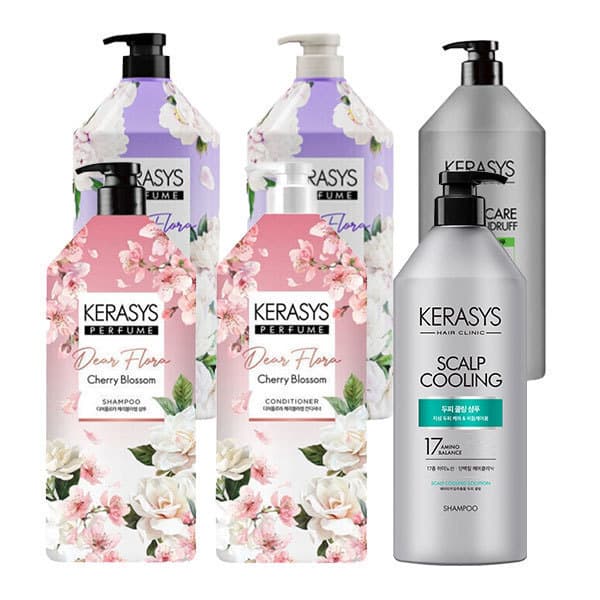 애경-스타배송 케라시스 디어플로 샴푸 컨디셔너 4종 1500ml 2개 화이트피오니 체리블러썸 두피쿨링