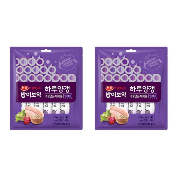 하림펫푸드 밥이보약 CAT 하루양갱 걱정없는헤어볼 28개입 X 2개