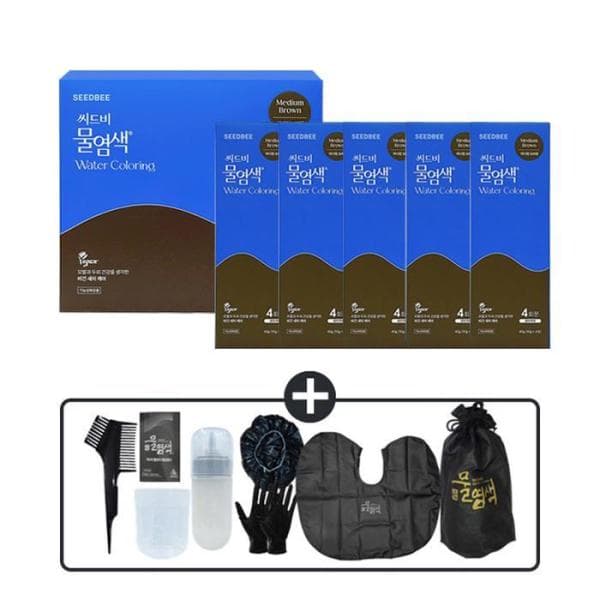 셀러허브샵 씨드비 물염색 시즌2 프리미엄 새치 커버 미디엄브라운 20회분