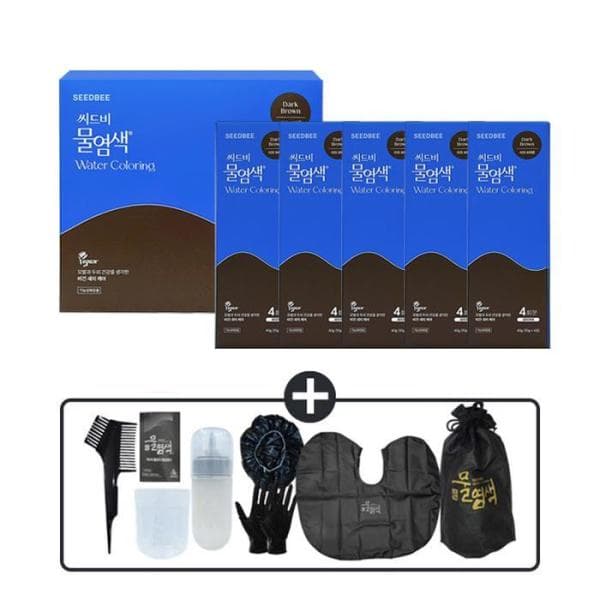 셀러허브샵 씨드비 물염색 시즌2 프리미엄 새치 커버 다크브라운 싱글구성 20회분