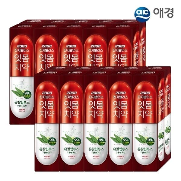 W쇼핑TV홈쇼핑 2080 진지발리스 유칼립투스 치약 150g 10개입 X 2개 (후레쉬민트/스트롱민트 택1) - 최저가 25,900원