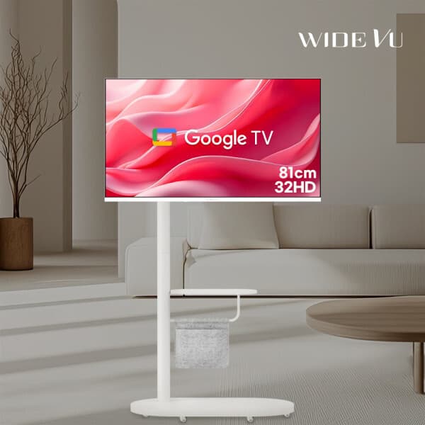 익스프레스럭코리아 와이드무빙뷰 화이트에디션 81cm 32인치 구글 HD 스마트TV 이동식 스탠드