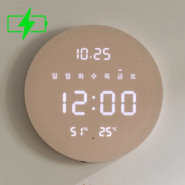 지성아이엔씨 플라이토 무선 루나 데이 온습도 LED 벽시계 29cm