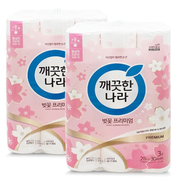 대현맘 벚꽃프리미엄 3겹 28M 30롤 2팩