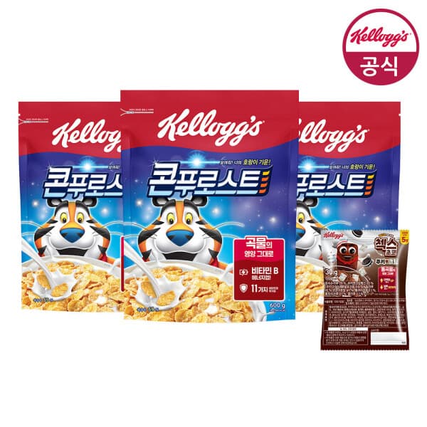 켈로그공식대리점 시리얼 콘푸로스트 600g x 3 + 쿠키앤크림 120g