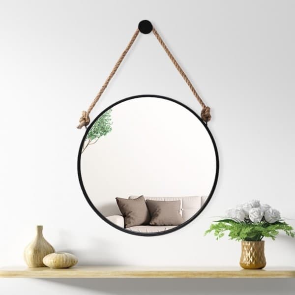 쇼핑톡톡 (블랙)빈티지 스트랩 벽거울 50cm - 최저가 139,340원