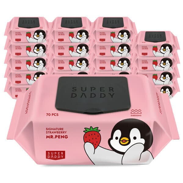 하이베러슈퍼대디 물티슈 70매 20팩 슈퍼대디 미스터펭 딸기 - 최저가 22,700원