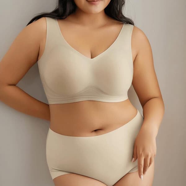 바디플레이 3XL~5XL 심리스브라 95~105 CDEF컵 브라팬티세트 노와이어브라