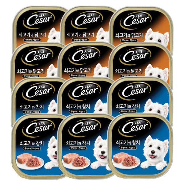 마즈코리아-스타배송 시저 쇠고기와 참치 100g 6개 + 쇠고기와 닭고기 100g 6개 - 최저가 20,500원