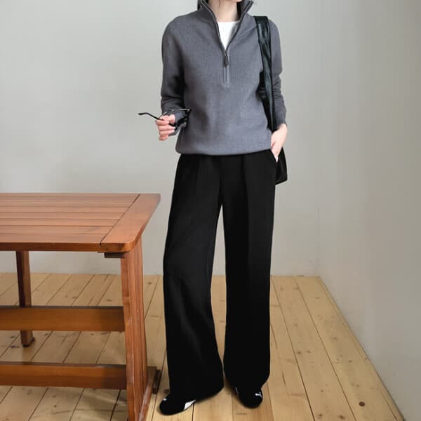 요즘에 Summer High-Waist Span Wide Fit Flare Slacks