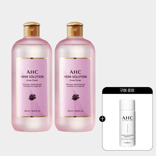 AHC_공식스토어 AHC 허브솔루션 토너 500ml 로즈 2개세트