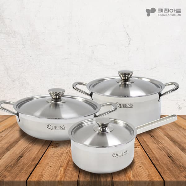여니리빙 키친아트 퀸즈 통3중 인덕션 3종 18cm+20cm+24cm - 최저가 91,700원