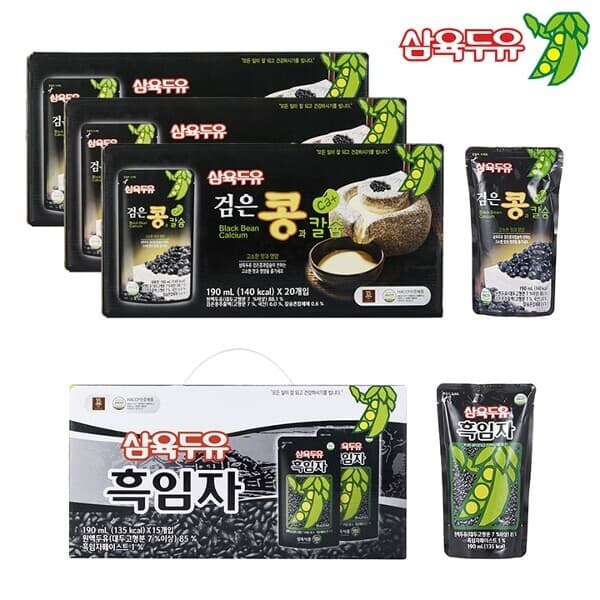 W쇼핑TV홈쇼핑 삼육두유 검은콩과칼슘 190ml x 60팩 + 흑임자 90ml x 20팩