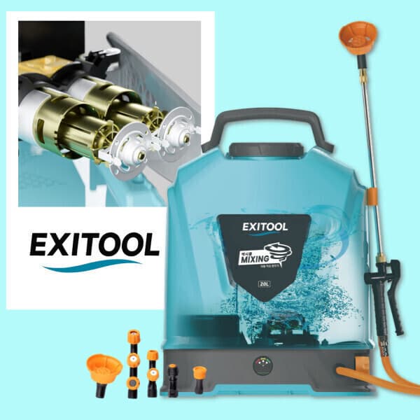 EXITOOL 엑시툴 충전식 전동 농약 분무기 20리터 자동희석 2개