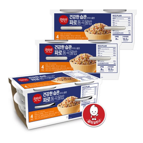 CJ제일제당-스타배송 햇반 라이스플랜 파로통곡물밥 190G 12입