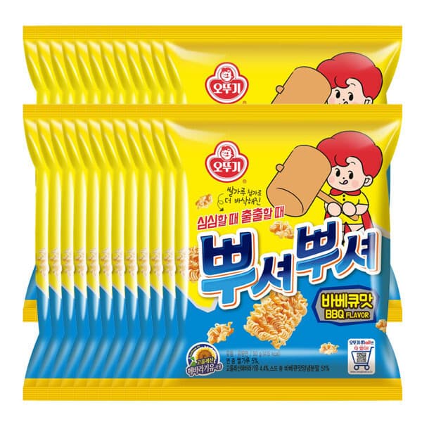 오뚜기스타배송 뿌셔뿌셔 바베큐맛 90G 24개