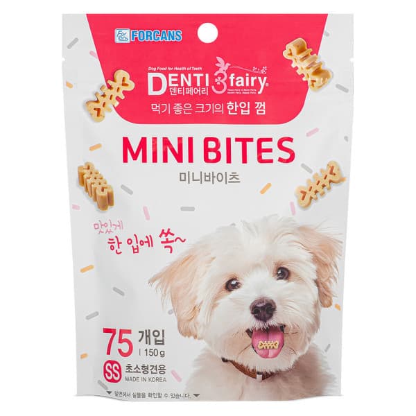 포켄스공식몰 한입덴탈껌 미니바이츠 SS 75개입 150g 포켄스 덴티페어리