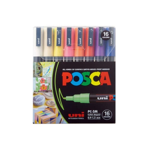 제이큐브아트 유니 포스카 마카펜 세트 PC-3M 16색 - 최저가 41,290원