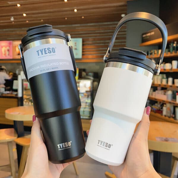 시토샵 TYESO 진공 스텐 텀블러 보온보냉 캐리핸들 600/750/900/1050/1200ml