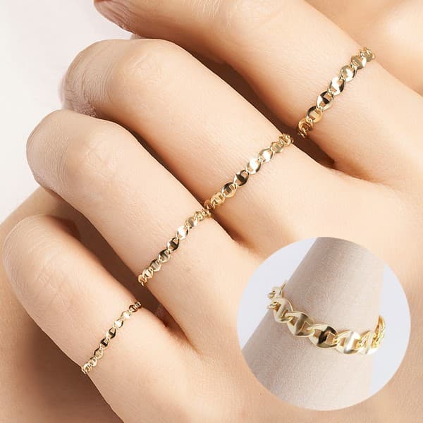 CJ온스타일 14K 18K 플랫 체인 금 반지 - 최저가 33,950원