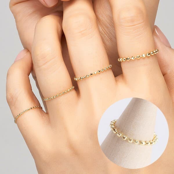 CJ온스타일 엘렌쥬얼리 14K 18K 컷팅 볼 체인 금 반지 - 최저가 51,660원