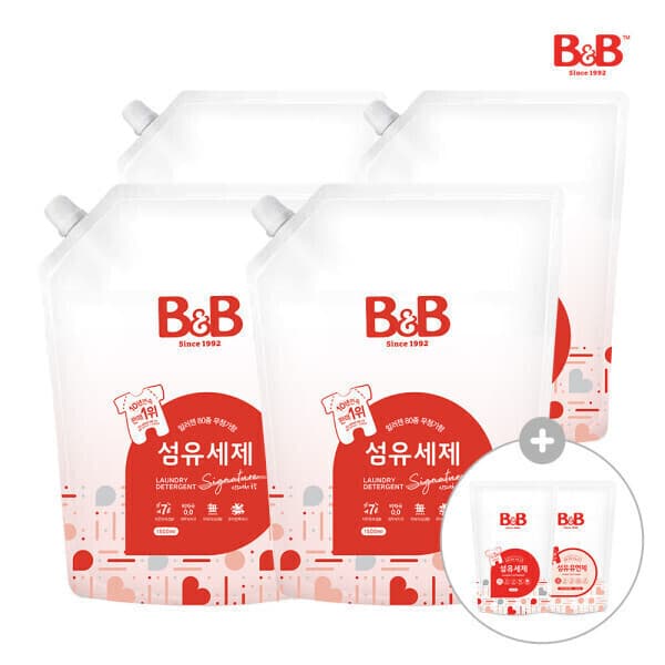 메디앙스(공식) 비앤비 아기 세탁세제 시그니처 1500ml 리필 4개