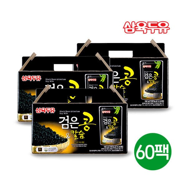 롯데 홈쇼핑 삼육식품 삼육두유 검은콩 칼슘 190ml 60팩